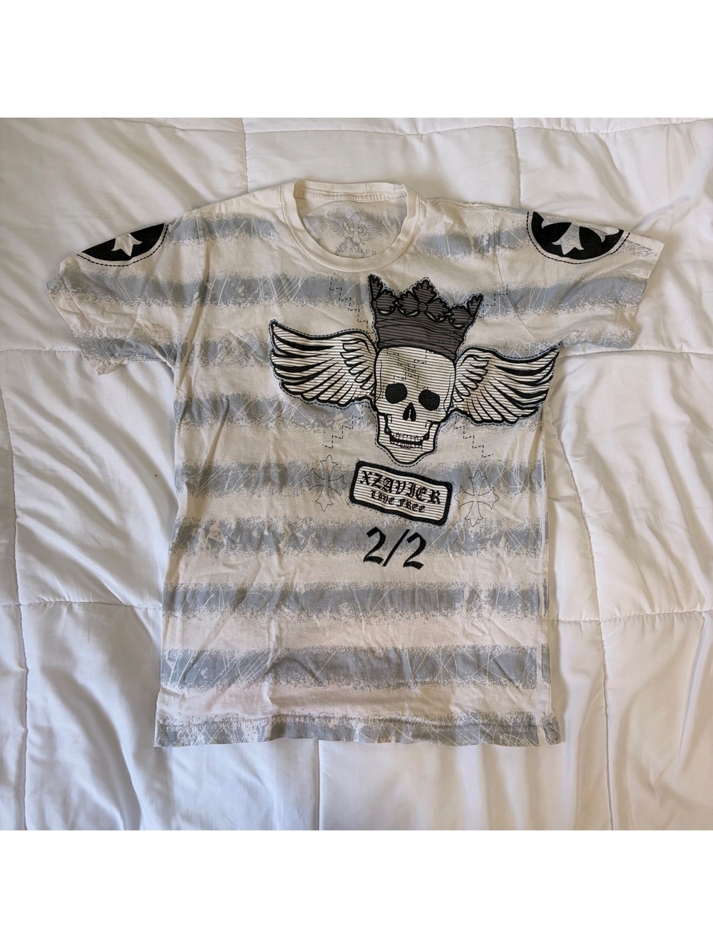 vintage y2k 2000s grunge Xzavier White skull Graphic T-shirt graphic tee small